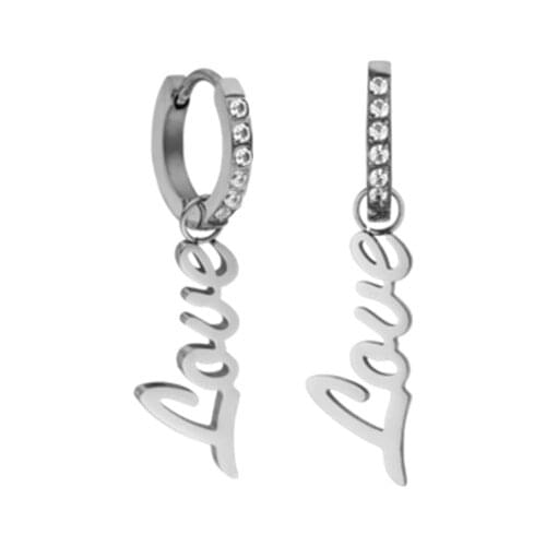 Newest Stainless Steel Zirconia Crystal Love Heart Hoop Earrings as Women Best Gift for Valentines Gift