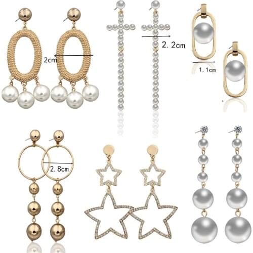 2021 new imitation pearls punk hip hop rock star dangle earrings statement earings for women jewelry accessories gifts