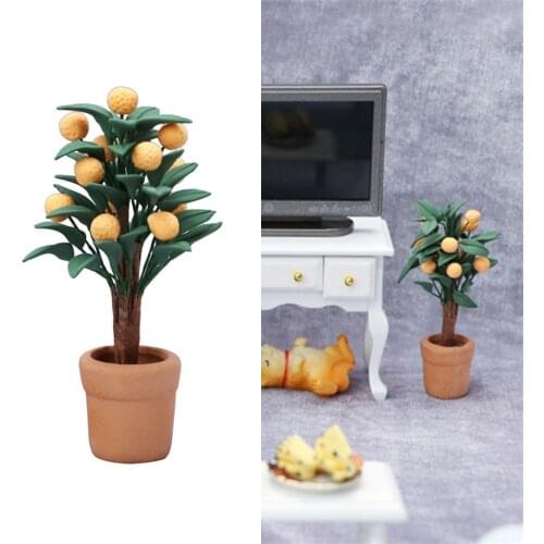 1:12 Dolls House Crafts Citrus Tree Realistic Resin Orange for Garden Planter Model Ornaments Landscaping Decoration Accessory
