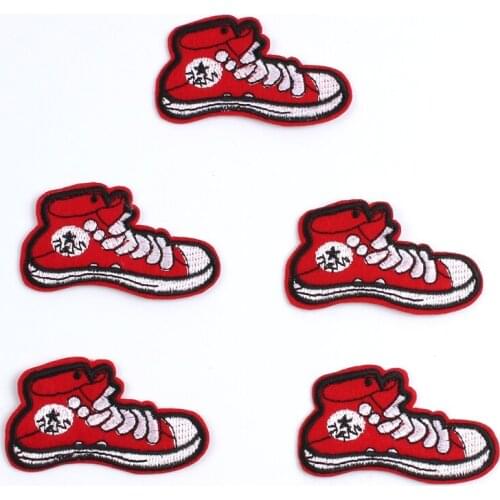10pcs/lot Embroidered Cartoon Shoes Patches Iron On Appliqued DIY Stickers Garment Clothes Bags Jeans Motif Badge Patch Supplier