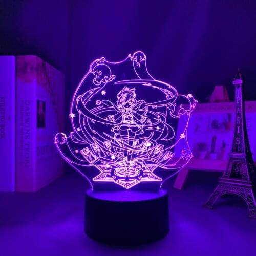3d Led Night Light Lamp Genshin Impact Qiqi Wish Acrylic Led Lamp Game