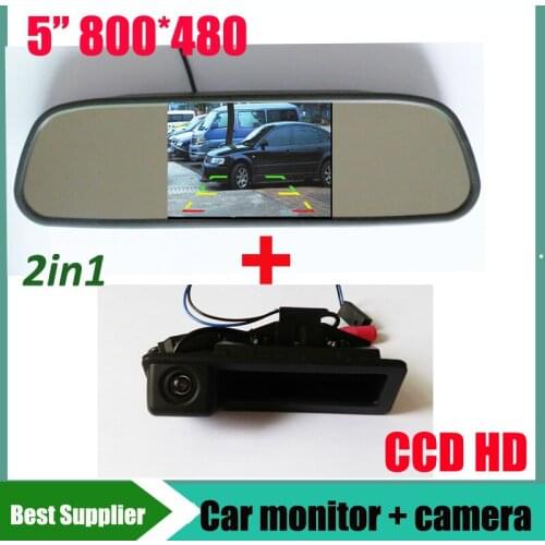 5'' HD 800*480 Car monitor + CCD car backup parking camera for BMW X5 X1 X6 E39 E46 E53 E82 E88 E84 E90 E91 E92 E93 E60 E61 E71