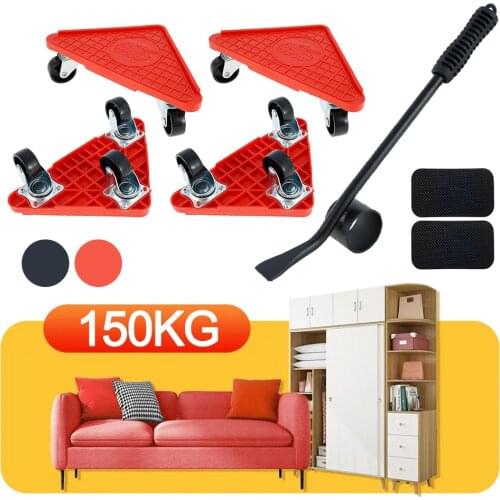 5Pcs Furniture Mover Set Furniture Lifter Roller Mover Sliders Shifter Moving Wheels Transport Aid Lifting Tool Could Load 150kg