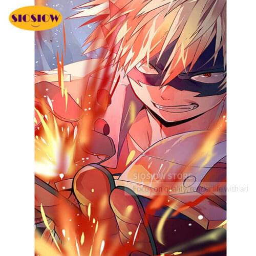 Bakugou DIY Poster Diamond Painting My Hero Academia Cross Stitch Diamond Mosaic Embroidery Japanese Anime Handmade Unique Gifts