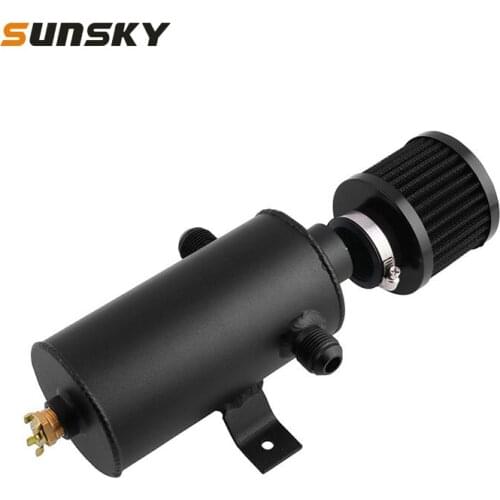 Aluminum Baffled Oil Catch Can Breather Can with Drain Valve and Filter 2 Ports AN10 Oil Coolant Fuel Overflow Tank 750ML