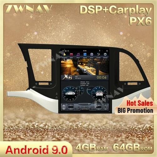 4+64G Tesla Style Android 9.0 Car multimedia player head unit for Hyundai ELANTRA 2016-2019 car gps navi radio audio stereo Wifi
