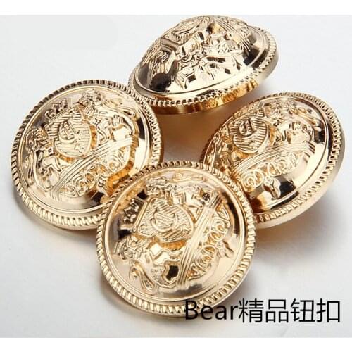 Free shipping (10 pcs/lot) 23mm alloy gold metal button plating round shank buttons