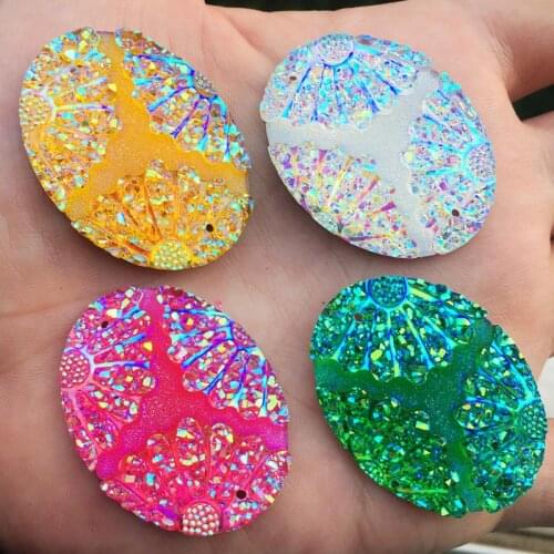 Big 35mm Heart Flower Reisn Rhinestone AB Color Crystal for DIY Wedding decoration buttons 4pcs/lot -HZ221