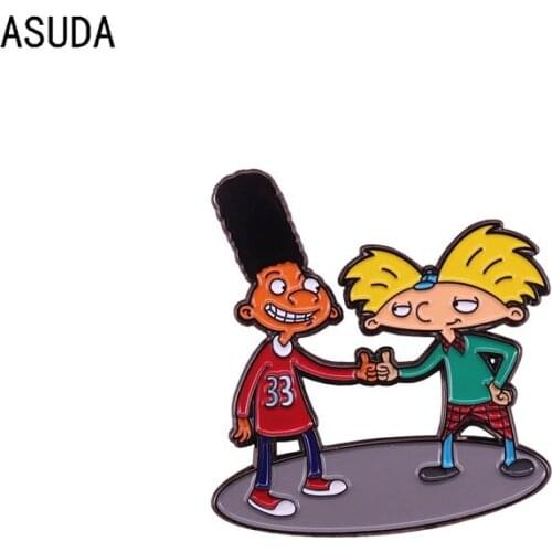 Hey Arnold brooch and enamel pins Men and women fashion jewelry gifts anime movie novel lapel badges