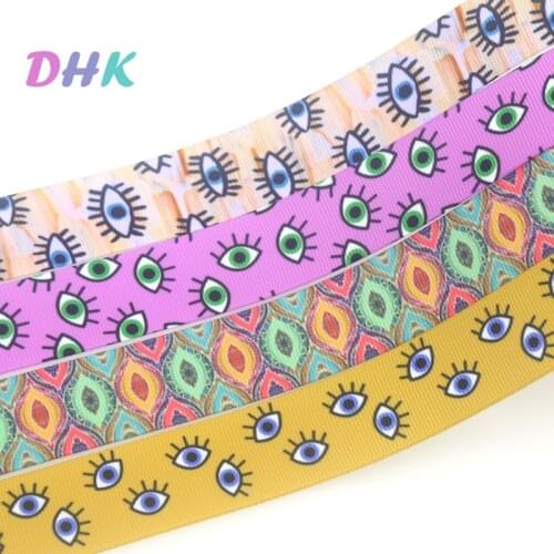 DHK 50yards Eye Pattern Printed Grosgrain Ribbon Accessory Hairbow Headwear Decoration DIY OEM Wholesale S1542