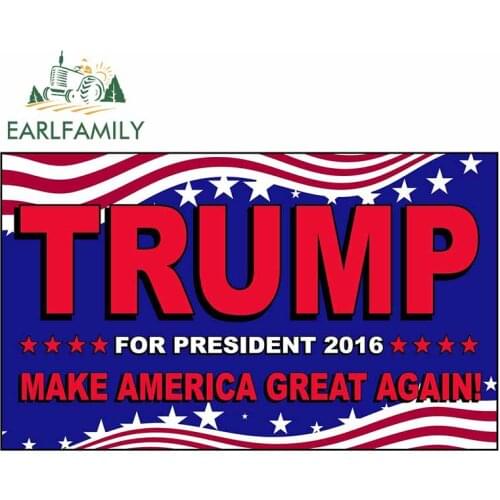 EARLFAMILY 13cm x 7.8cm For Trump Car Stickers Sunscreen Decal Car Accessories Vinyl Material Waterproof For JDM SUV RV