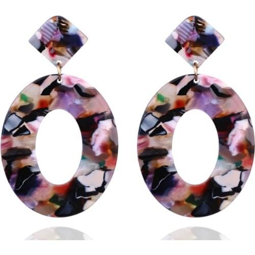 European and American fashion exaggerated geometric acrylic acetate plate earrings hot style earrings pendant jewelry