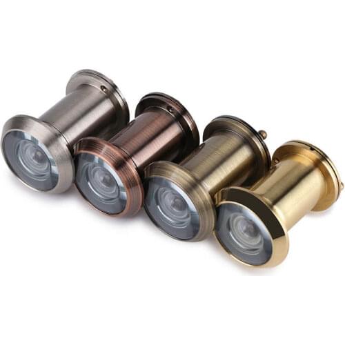 22mm 220 Degree Wide Angle Door Scope Viewer Home Security Optical Glass for 35mm to 60mm Door Viewer Red Bronze 35~60mm Thick