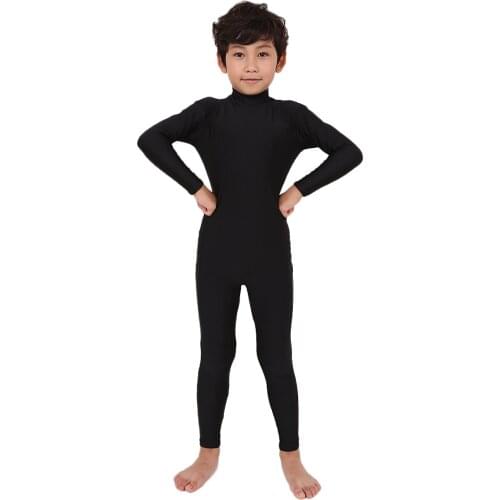 Kids Little Girls Boys Spandex Long Sleeve Full Body Unitard Skin Tight Dance Costumes