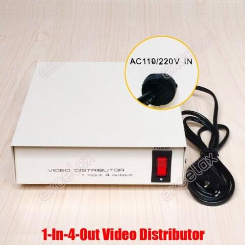 AC110V AC220V 1 In 4 Out Composite BNC Connector Video Distributor 1-4CH Video Splitter Signal Gain for CCTV Security DVR System