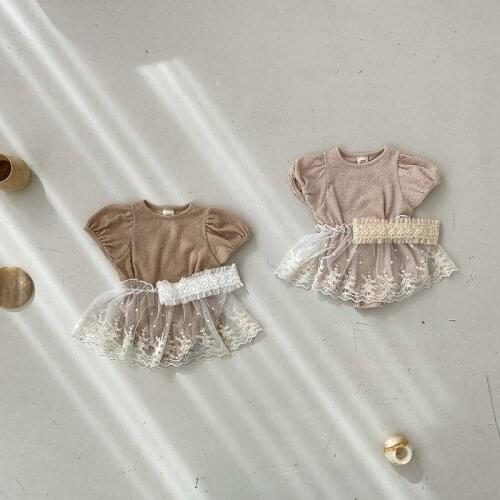 7949 Newborn Girl Clothes Baby Girl 2 Pieces Suit Summer New 2021 Girl Clothing Set Bubble Sleeve Romper+Mesh Skirt