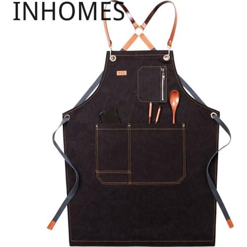 Custom logo cowboy apron barista coffee milk tea flower shop restaurant work apron hairdressing delantal cocina hombre mujer