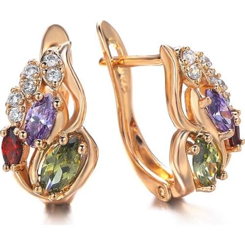 Harong Copper Beautiful Stud Earrings Hip hop Jewelry Party Natural Zircon Earrings Romantic Crystal Couple Earring Women Gift