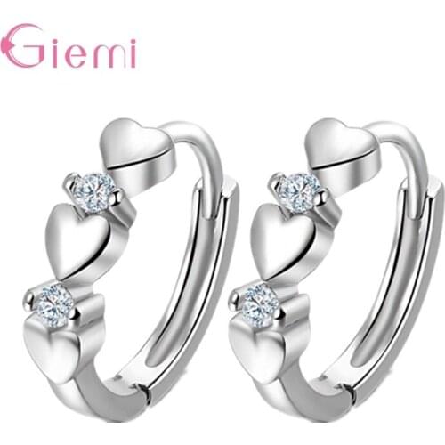 Trendy 925 Sterling Silver Women Hoop Earrings Fashion Zirconia Heart Earring For Women Girl Engagement Wedding Gift Jewelry