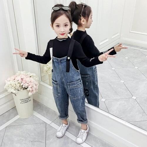 Cool Spring Autumn Baby Girls Suit Sweatshirts + Overalls 2pcs Kids Teenage Outwear Children Clothing High Quality