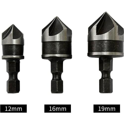 3pcs Round/Hex Countersink Boring Drill Set for Wood Metal Quick Change Drill Bit Tools Hexagonal Shank Carbon Steel