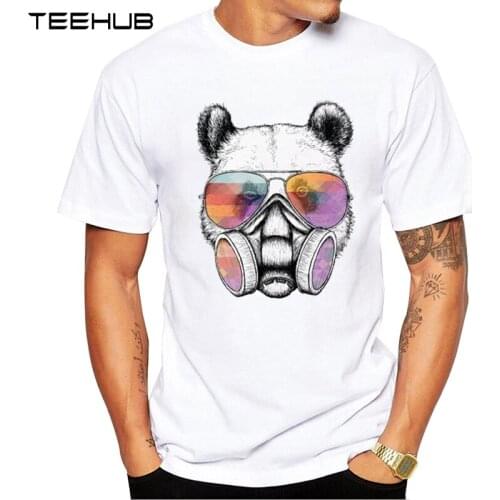 2020 TEEHUB New Mens Fashion Cool Masked Panda Design T-Shirt Short Sleeve Cool Lion Masked French Bulldog T shirt Hipster tops