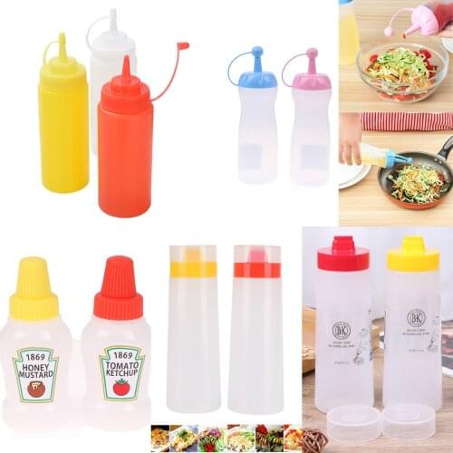 1*300-340ml Sauce Vinegar Oil Ketchup Gravy Cruet Kitchen Accessories Gravy Boat Plastic Condiment Dispenser 8oz Squeeze Bottle