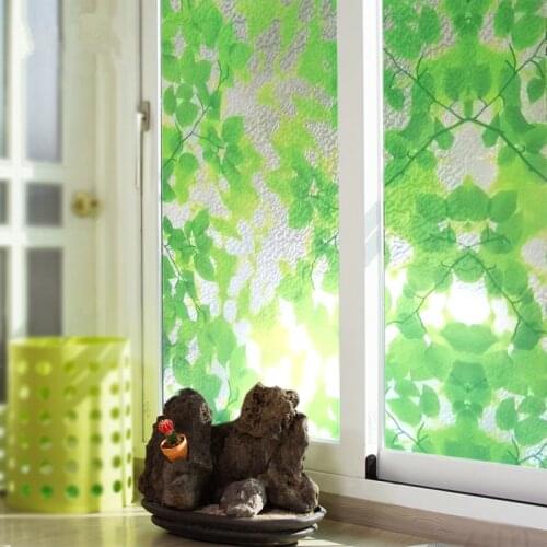 Nuelife Green Leaf Window Film Sunscreen Glass Sticker Heat Insulation Electrostatic Film Bedroom Sun Room Shade Pvc Sticker