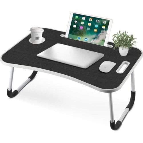 Breakfast Serving Bed Trays Adjustable Foldable with Flip Top and Legs Computer Desk Stand Folding Laptop Table Notebook Desk