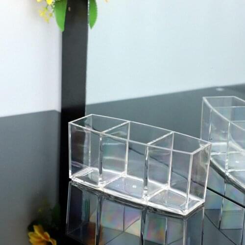 3 Holes Transparent Acrylic Makeup Brush Tool Cosmetic Holder Brush Box Case Make Make-up Table Organizer Storage Up Tool M G4E1