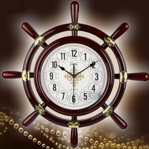 Mediterranean Wall Clock Modern Design Wooden Wall Clock Vintage Electronic Kitchen Watch Home Decor Silent 3D Large Luxury 4B68