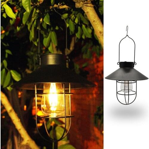 Outdoor Solar Iron Incandescent Bulb Hanging Lamp Garden Terrace Decoration Tome Lamp patio lights home and garden gardening