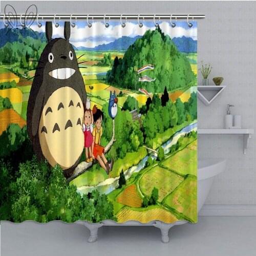 My Neighbor Totoro Pattern Shower Curtain 3D Cartoon Waterproof Bathroom Curtain Polyester Fabric For Kids Bath Decor sets