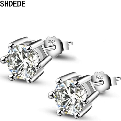 SHDEDE 925 Sterling Silver Stud Earrings For Women Fashion Jewelry Gifts Embellished With Crystals From Swarovski -WH102