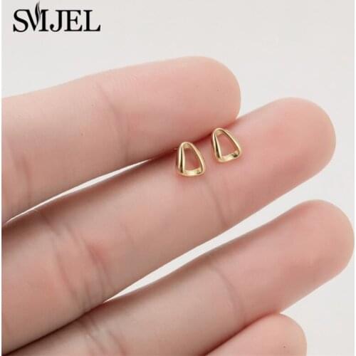 Gold Color Geometric Irregular Earrings Small Classic Glossy Pendant Ear Piercing Fashion Wedding Earrings Jewelry Female Gifts