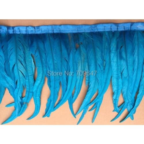 10meters/lot!12--14inches 30-35cm wide coque rooster tail feather trimming turquoise color for show girl