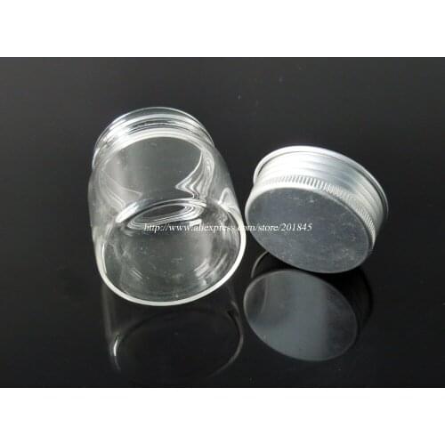 10Pcs/Lot Clear Glass Bottle Vial Charm Mini Glass Bottle With Silver Color Spiral Aluminum Caps Diameter 47mm