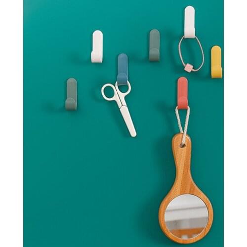4pcs Bathroom Towel Hooks Plastic Door Hangers Self Adhesive Wall Hangers Hat Racks Keys Hanger Wall Organizer Home Decor Holder