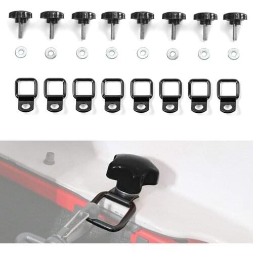 8 Hardtop Quick Removal Bolts Thumb Screws and 8 D Ring Tie Down Anchors for Jeep Wrangler YJ JK JKU JL JLU Rubicon X Unlimited