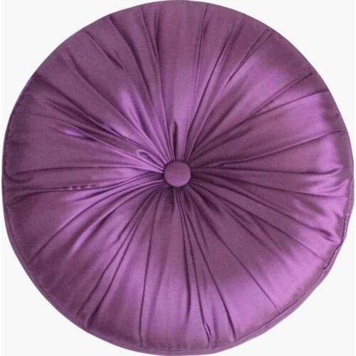 Free shipping! Purple Faux Silk Button Design Round Cushion WIth 100% polyester filling 40cm 16" P1059