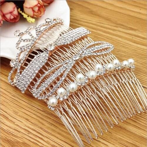 Seamless Lnverted Comb Headdress Korean Anti-Skid Edge Clip Pearl Hair Rhinestone Hair Clip Simple Bangs Clips Antique Hairpin