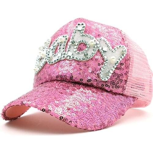 New Real Mesh Cap For Children Gift Baseball Caps Baby Diamond Sequin Sun Hats Summer Kids And Boys girls hat Snapback