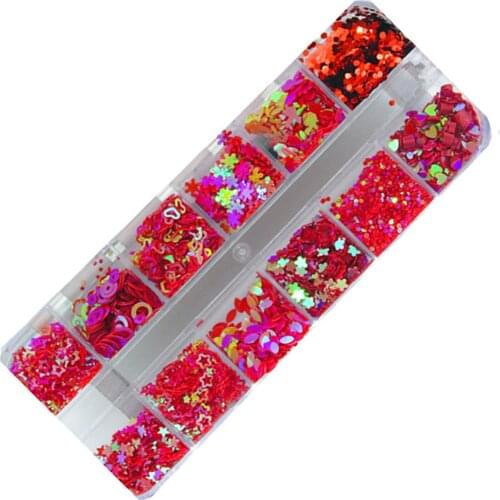 Glitter for Manicure Sequins Red Flower Star Dot Mix Nail Art Sequins Gel Nails Polish Paillette Flakes Diy Makeup Accessories