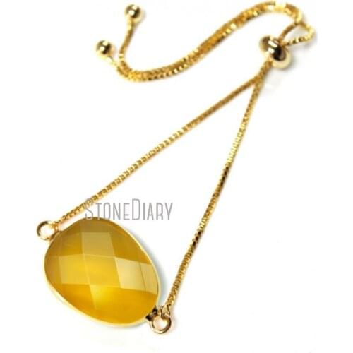 10Pcs Citrines Crystal Chain Bracelet Gold Color Faceted Irregular Shape Link Bracelet Adjustable BM14891