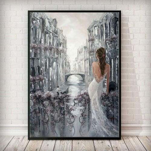 Hot Sale 5D DIY Diamond Painting Water City Of Italy Beauty Square Round Drill Diamond Embroidery Girl Back Of Rat Year Gift