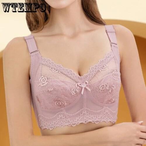 D E Plus Size Push Up Bra for Women Wireless Ultra Thin Transparent Sexy Gathered Bras Plus Size Underwear Women Push Up Bra D E