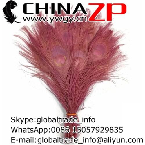 CHINAZP Factory 25-30cm Length 500pcs/lot Full Eye Dyed Taupe Natural Peacock Feathers DIY Decorations