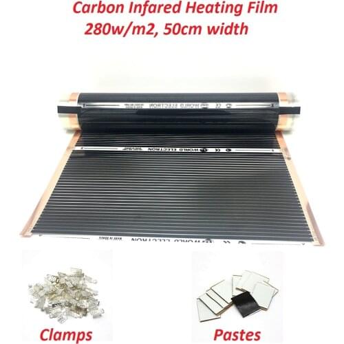 Far Infared 280w/m2 Carbon Underfloor Heating Film AC220V Warm Mat with Clamps Insulation Pastes