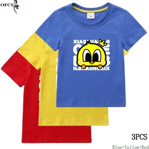 Boys & Girls T-shirts Kids Cartoon Print T Shirt Tees Children Summer Short Sleeve Cotton T-shirt Tops Package Sale 3Pcs Clothes