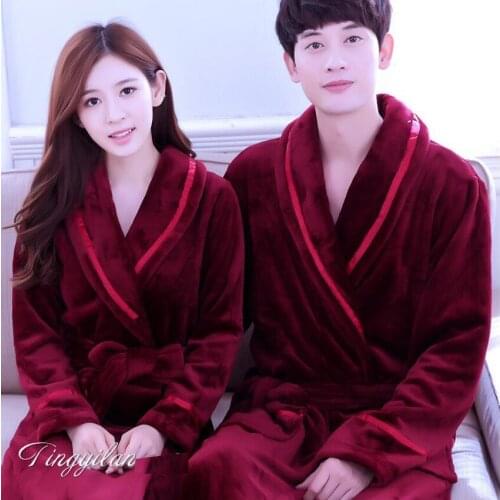Dressing Gowns For Women And Men long Bath Robes Nightgown Winter Warm Flannel Pajamas Couples Bathrobe Kimono Robe Sleepwear